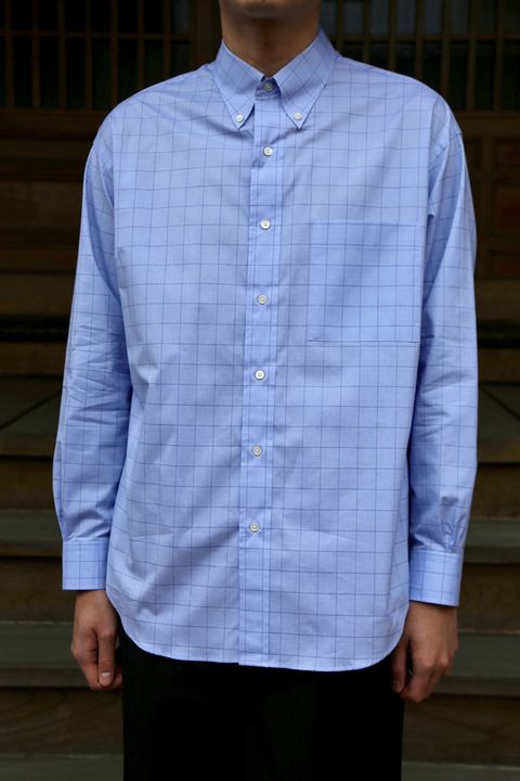 Graphpaper Thomas Mason L/S B.D  Box Shirt "BLUE CH"  style.2020.2.8.