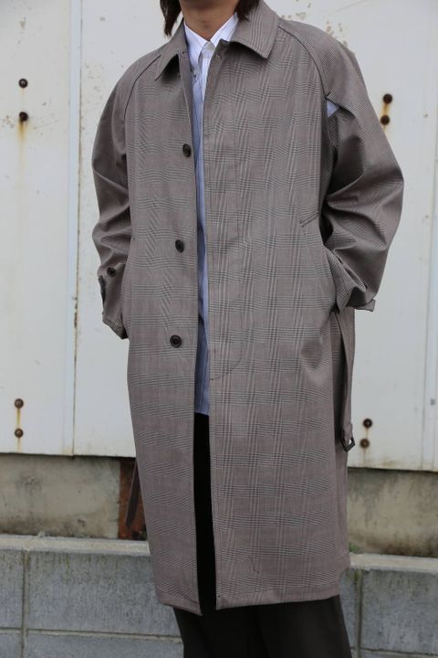 YOKE  DOWNSIZING BALL COLLAR COAT"GLEN CHECK"Style.2020.2.10.