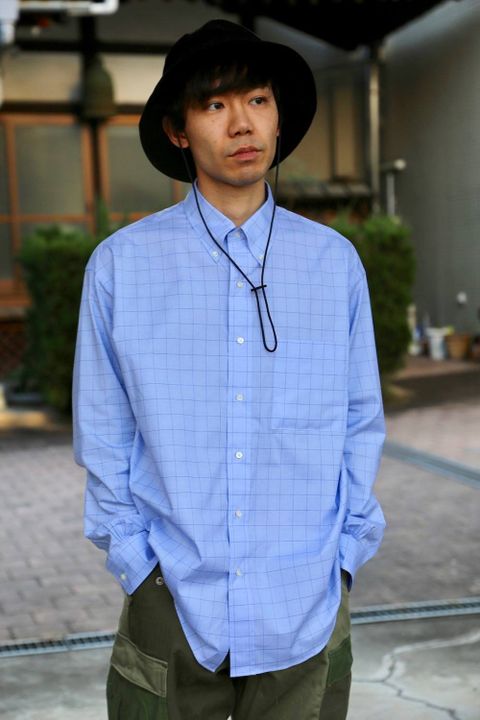 Graphpaper Thomas Mason L/S B.D Box Shirt "BLUE CH"Style.2020.2.14.