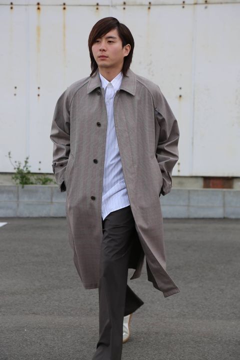 YOKE  DOWNSIZING BALL COLLAR COAT"GLEN CHECK"Style.2020.2.10.