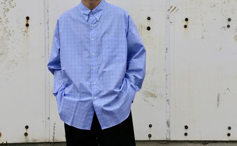 Graphpaper Thomas Mason Oversized B.D  Shirt "BLUE  CH"  style.2020.2.8.