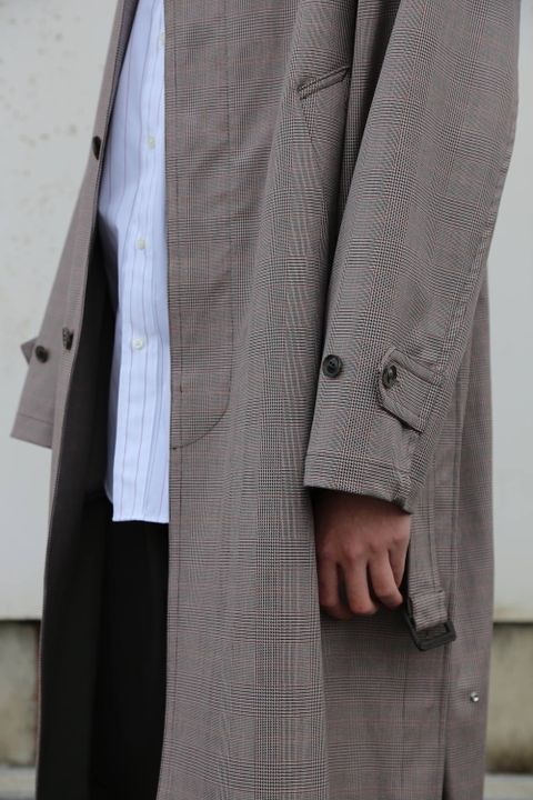 YOKE  DOWNSIZING BALL COLLAR COAT"GLEN CHECK"Style.2020.2.10.