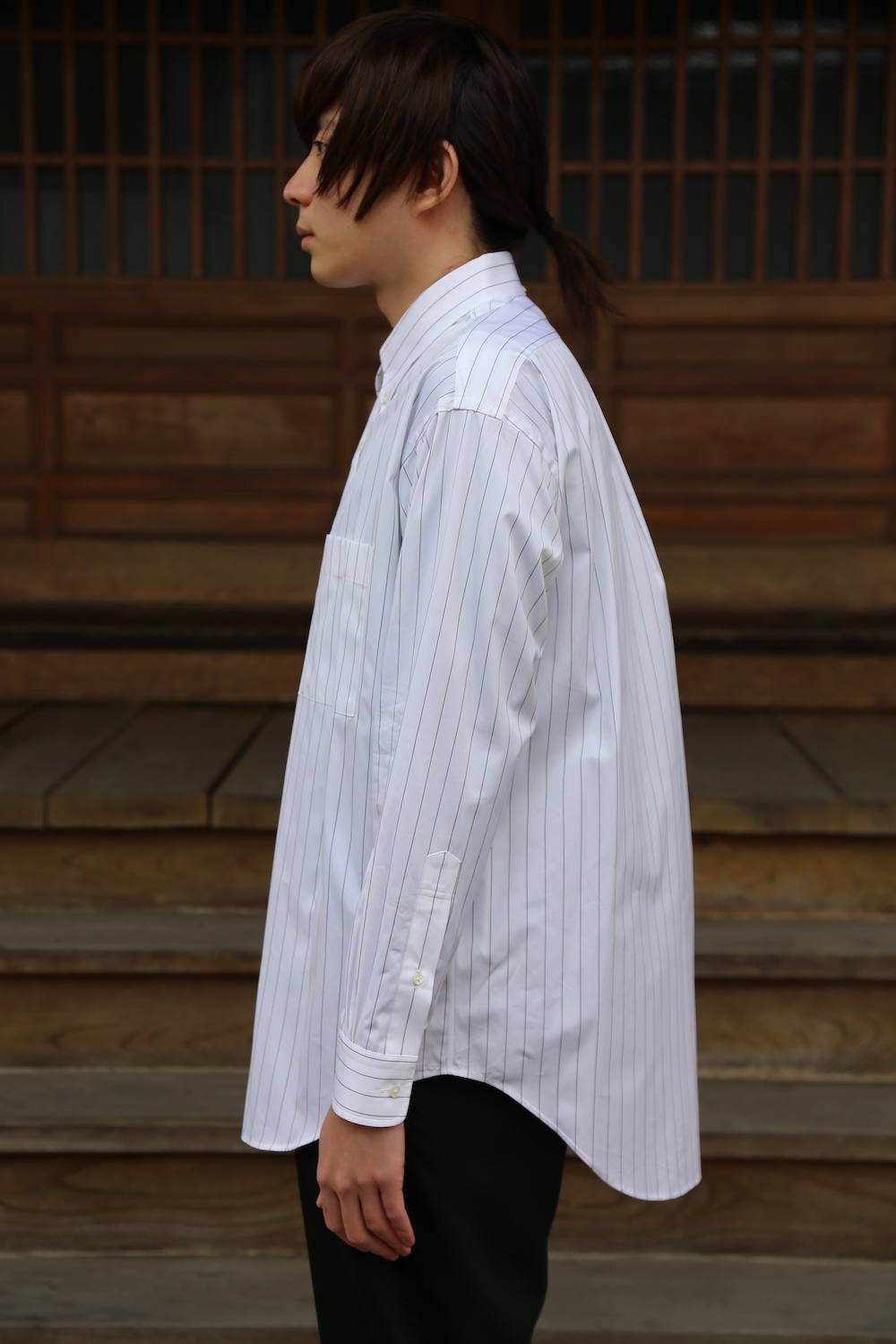 Graphpaper Thomas Mason L/S B.D  Box Shirt "BLACK"  style.2020.2.8.