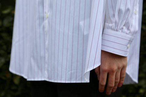 Graphpaper Thomas Mason Oversized Band Collar Shirt "RED  ST"  style.2020.2.8.