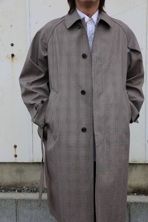 YOKE  DOWNSIZING BALL COLLAR COAT"GLEN CHECK"Style.2020.2.10.