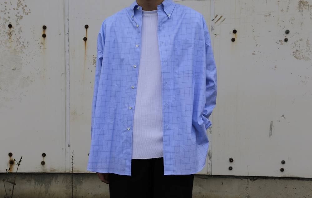 Graphpaper Thomas Mason Oversized B.D  Shirt "BLUE  CH"  style.2020.2.15.