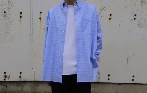 Graphpaper Thomas Mason Oversized B.D  Shirt "BLUE  CH"  style.2020.2.15.