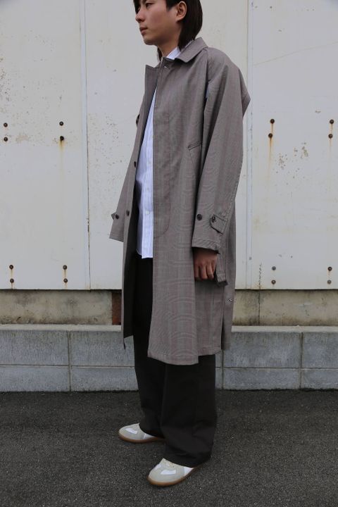 YOKE  DOWNSIZING BALL COLLAR COAT"GLEN CHECK"Style.2020.2.10.