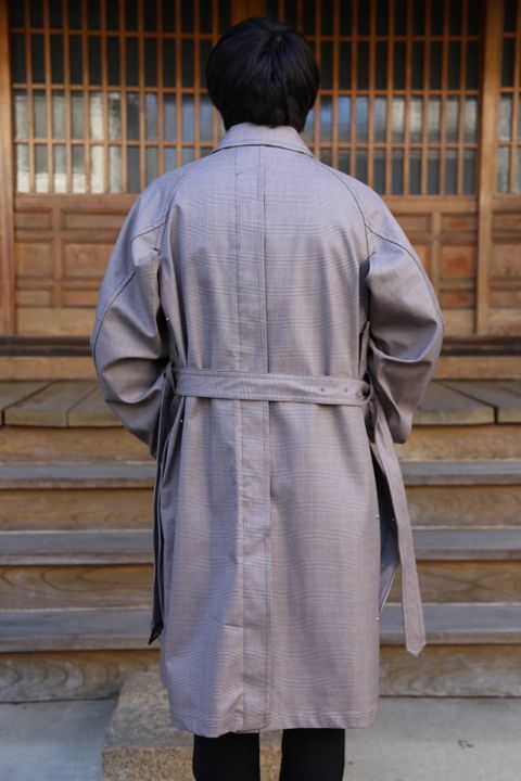 YOKE DOWNSIZING BALL COLLAR COAT"GLEN CHECK"Style.2020.2.14.