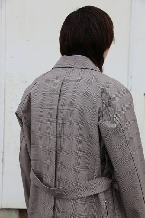 YOKE  DOWNSIZING BALL COLLAR COAT"GLEN CHECK"Style.2020.2.10.