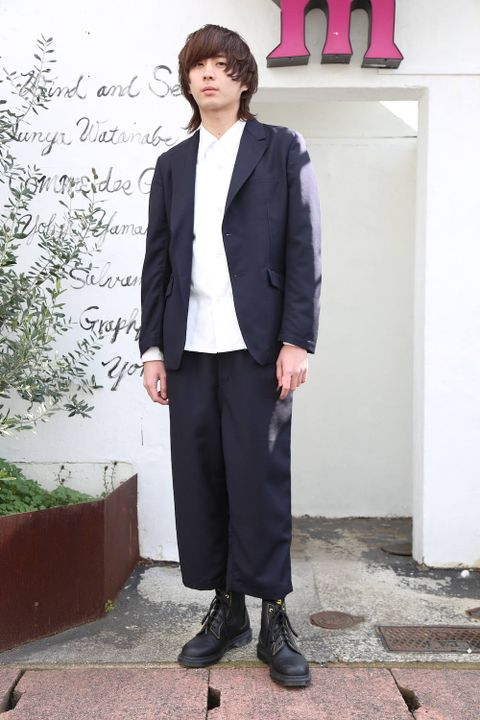 COMME des GARCONS HOMME ウールモヘアトロ×メッシュジャケット"NAVY"Style.2020.2.3.