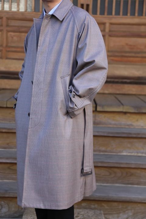 YOKE DOWNSIZING BALL COLLAR COAT"GLEN CHECK"Style.2020.2.14.