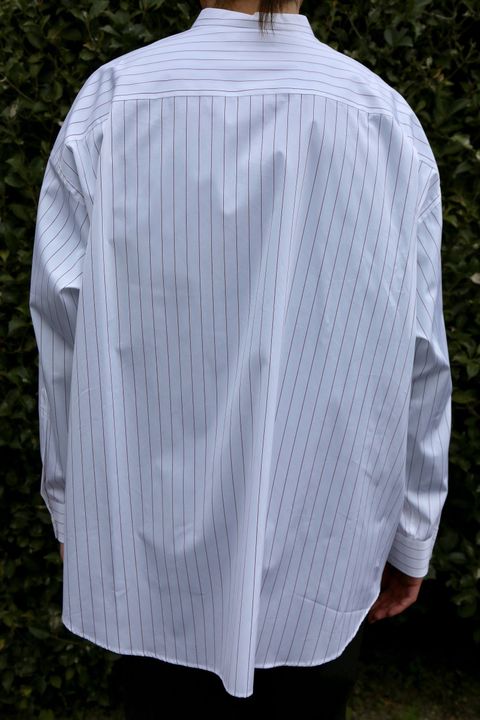 Graphpaper Thomas Mason Oversized Band Collar Shirt "RED  ST"  style.2020.2.8.