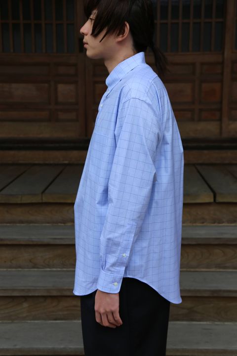 Graphpaper Thomas Mason L/S B.D  Box Shirt "BLUE CH"  style.2020.2.8.