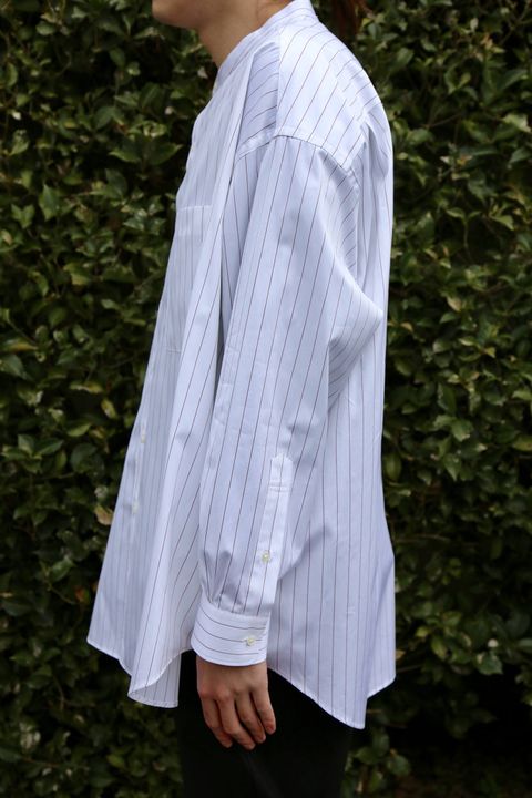 Graphpaper Thomas Mason Oversized Band Collar Shirt "RED  ST"  style.2020.2.8.