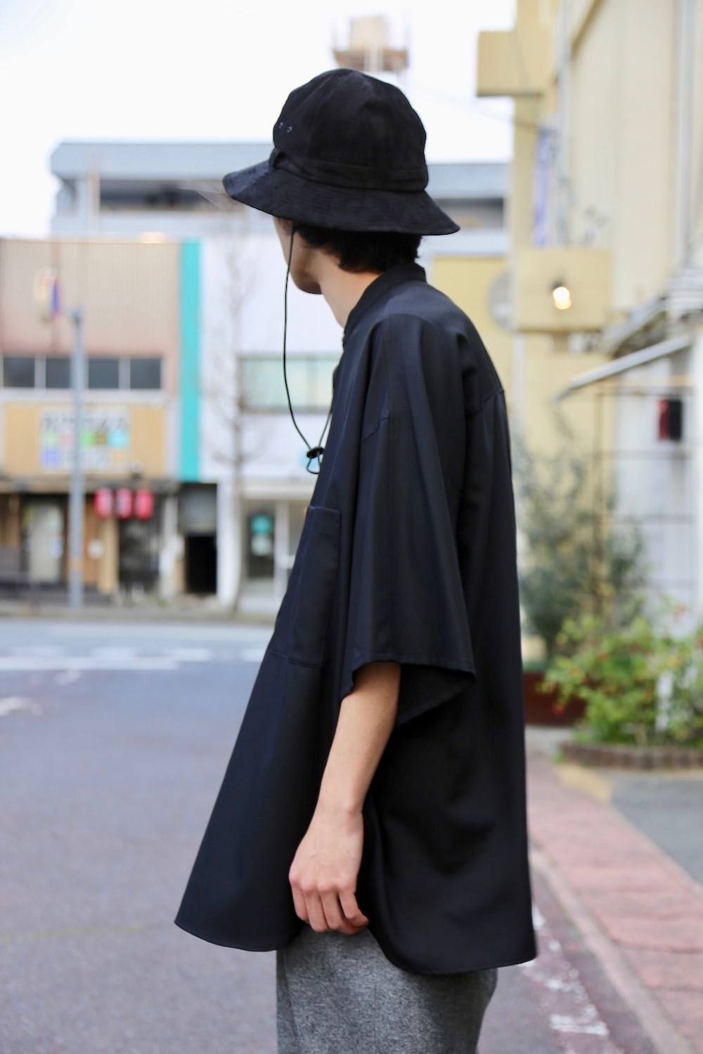 Graphpaper Silk Wool Stand Collar York Short Sleeve Shirt