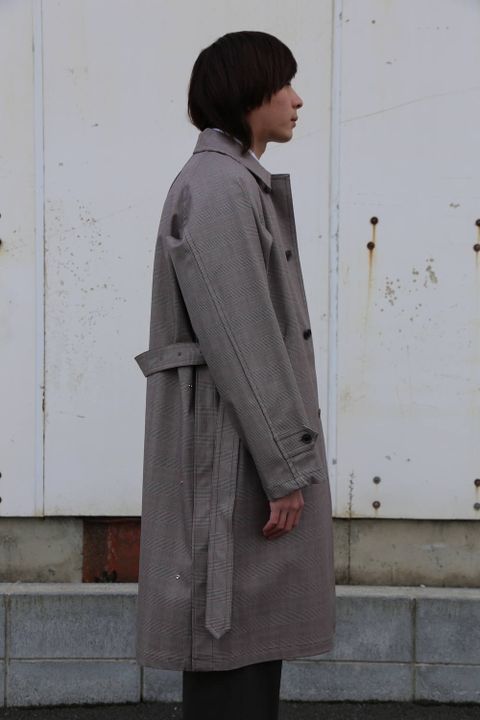 YOKE  DOWNSIZING BALL COLLAR COAT"GLEN CHECK"Style.2020.2.10.