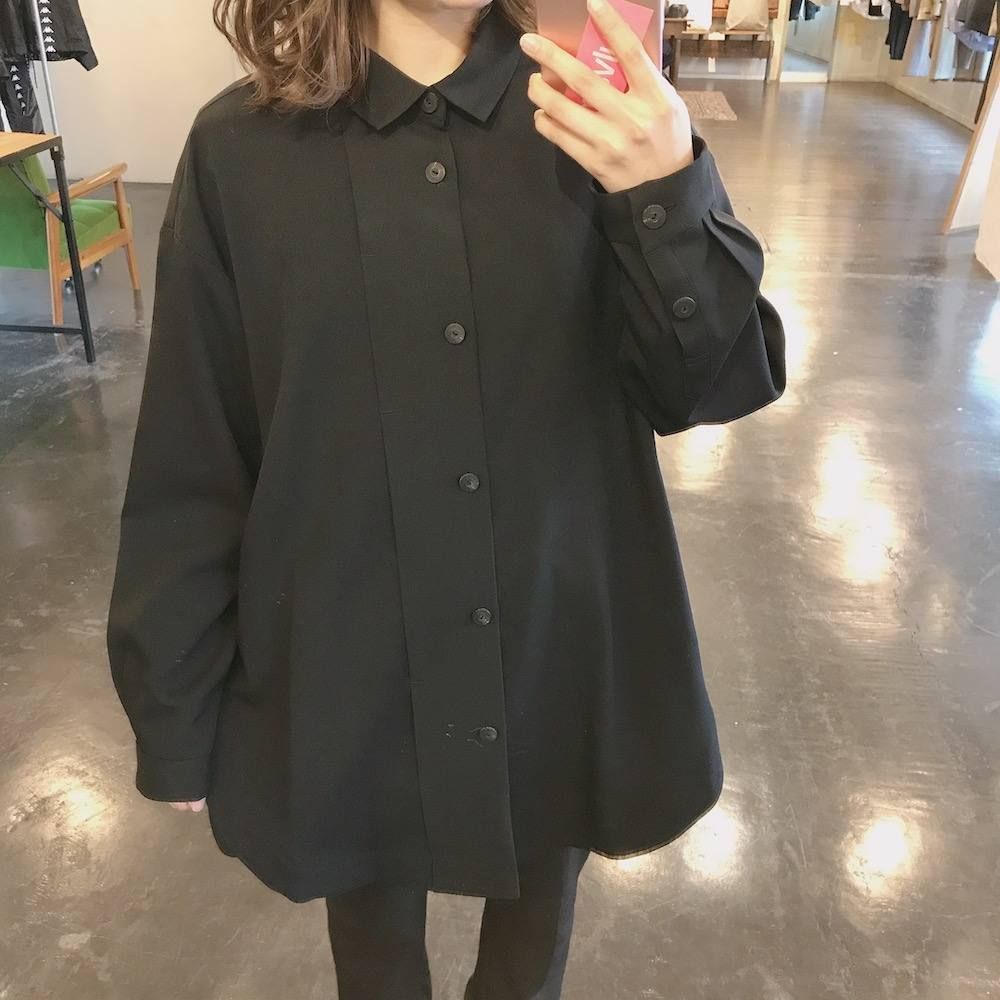Dulcamara 新作 よそいきラウンドヘムシャツ-P"BLACK"stlye.2020.2.29