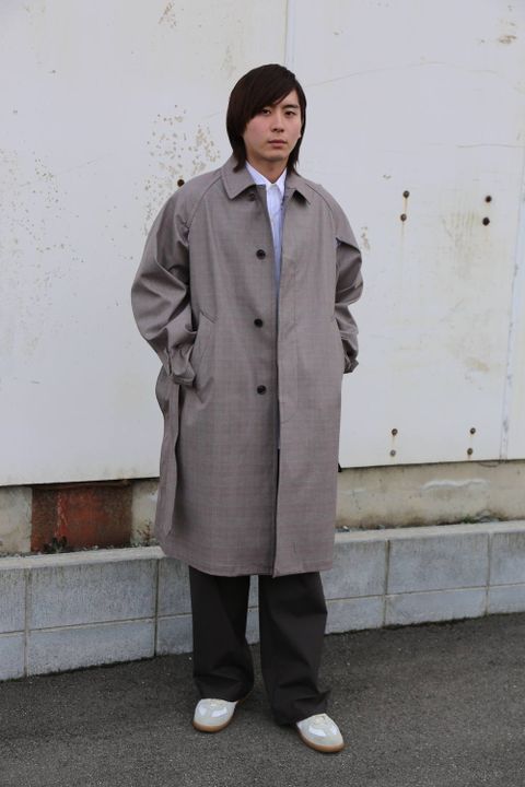 YOKE  DOWNSIZING BALL COLLAR COAT"GLEN CHECK"Style.2020.2.10.