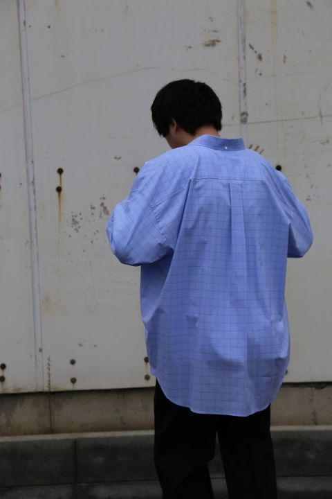 Graphpaper Thomas Mason Oversized B.D  Shirt "BLUE  CH"  style.2020.2.15.