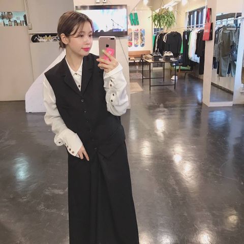 Sulvam Gaba gillet "BLACK"style.2020.2.23