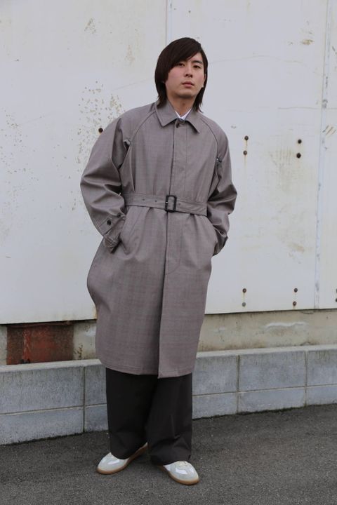 YOKE  DOWNSIZING BALL COLLAR COAT"GLEN CHECK"Style.2020.2.10.
