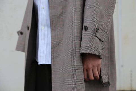 YOKE  DOWNSIZING BALL COLLAR COAT"GLEN CHECK"Style.2020.2.10.