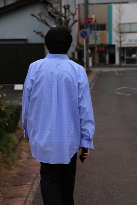 Graphpaper Thomas Mason Oversized B.D  Shirt "BLUE  CH"  style.2020.2.15.