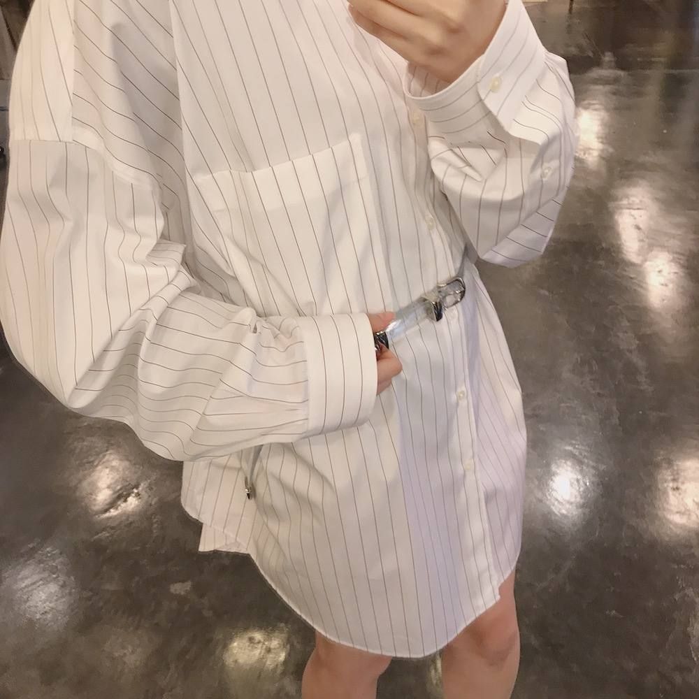 Graphpaper Thomas Mason Oversized Band Collar Shirt "RED ST"style.2020.2.23
