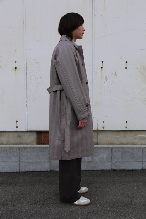YOKE  DOWNSIZING BALL COLLAR COAT"GLEN CHECK"Style.2020.2.10.