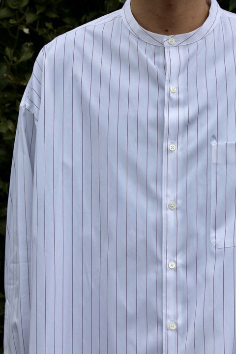 Graphpaper Thomas Mason Oversized Band Collar Shirt "RED  ST"  style.2020.2.8.