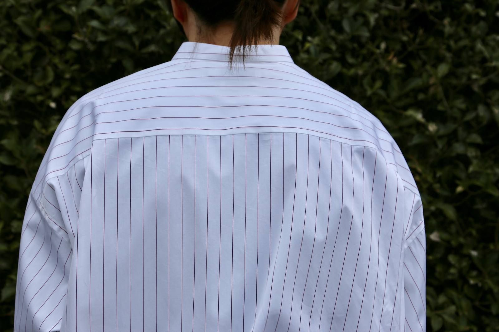 Graphpaper Thomas Mason Oversized Band Collar Shirt "RED  ST"  style.2020.2.8.