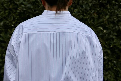 Graphpaper Thomas Mason Oversized Band Collar Shirt "RED  ST"  style.2020.2.8.