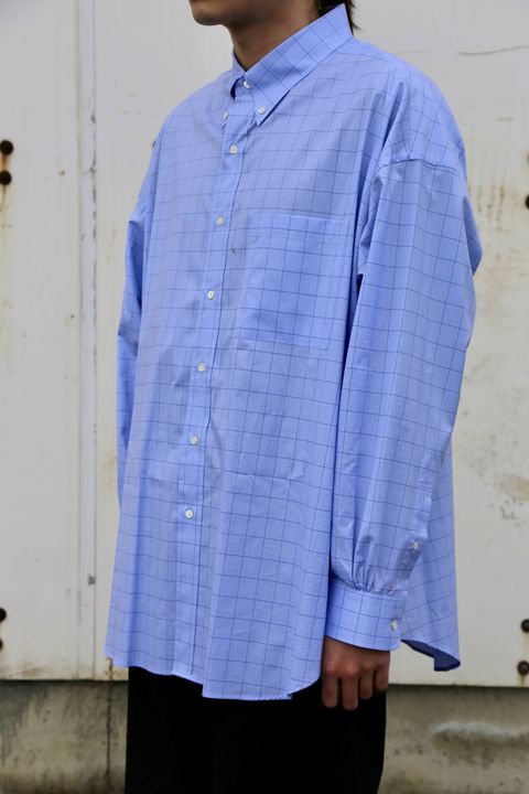 Graphpaper Thomas Mason Oversized B.D  Shirt "BLUE  CH"  style.2020.2.8.
