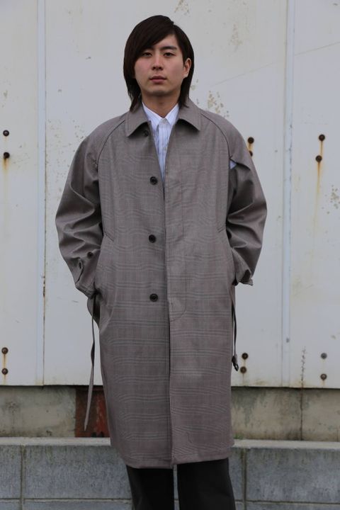YOKE  DOWNSIZING BALL COLLAR COAT"GLEN CHECK"Style.2020.2.10.