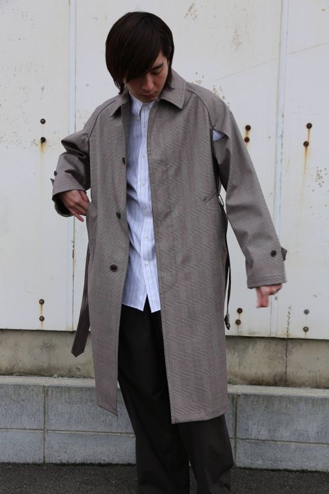 YOKE  DOWNSIZING BALL COLLAR COAT"GLEN CHECK"Style.2020.2.10.