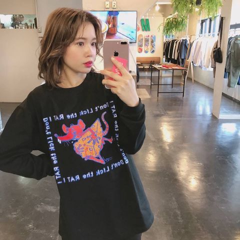 POGGY'S BOX SPRING SUMMER 2020 POGGYTHEMAN Don't Lick the Rat L/S T-SHIRTS"BLACK"style.2020.2.18