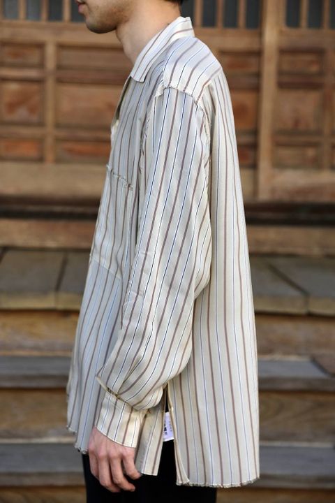 YOKE OVERSIZED STRIPE SHIRTS"BEIGE"スタイル.2020.3.8.