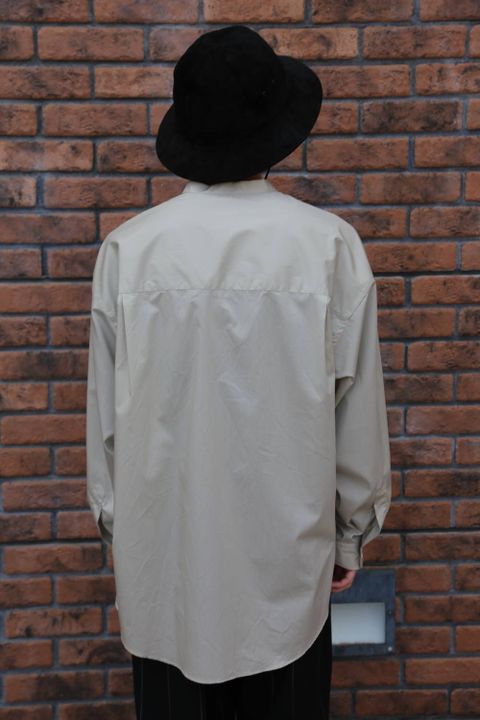 Graphpaper Broad L/S Oversized Band Collar Shirt"BEIGE"Style.2020.3.1.