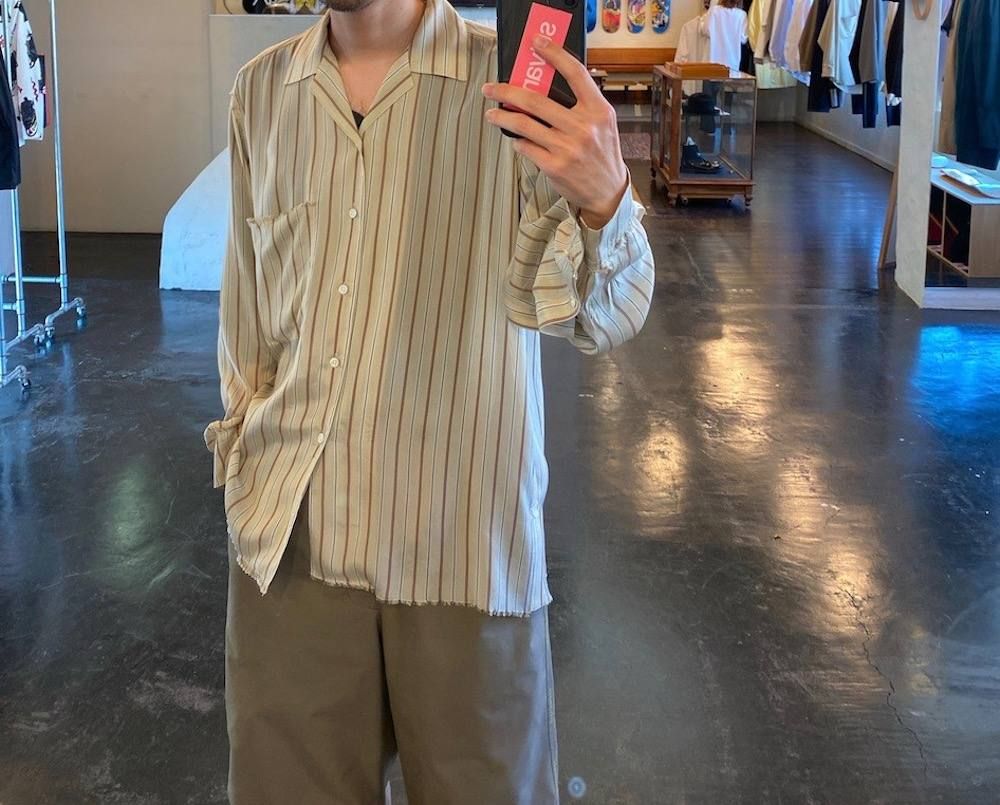 YOKE  OVERSIZED STRIPE SHIRTS"BEIGE"Style.2020.3.29.