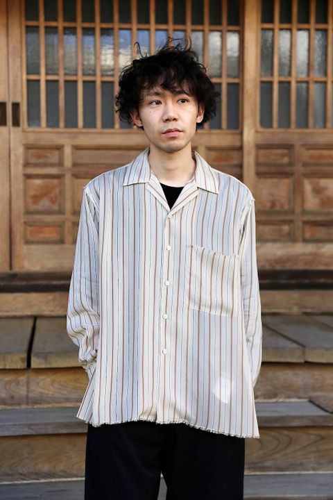 YOKE OVERSIZED STRIPE SHIRTS"BEIGE"スタイル.2020.3.8.