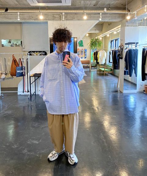 Graphpaper Thomas Mason Oversized B.D Shirt"BLUE CH"Style.2020.3.30.
