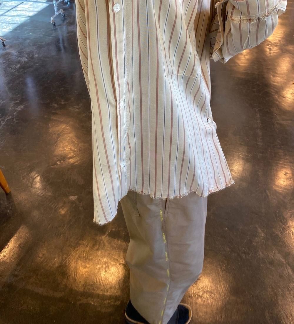 YOKE  OVERSIZED STRIPE SHIRTS"BEIGE"Style.2020.3.29.