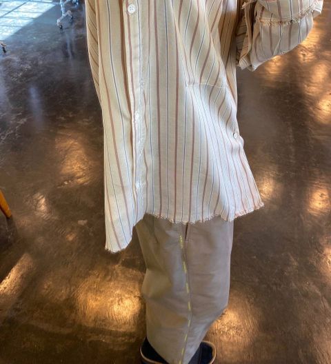YOKE  OVERSIZED STRIPE SHIRTS"BEIGE"Style.2020.3.29.