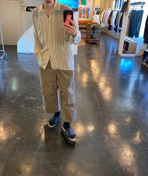 YOKE  OVERSIZED STRIPE SHIRTS"BEIGE"Style.2020.3.29.