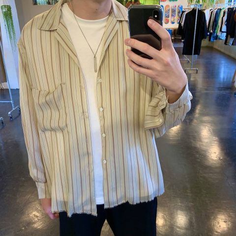 YOKE OVERSIZED STRIPE SHIRTS"BEIGE"style.2020.3.31.