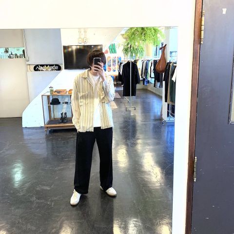YOKE OVERSIZED STRIPE SHIRTS"BEIGE"style.2020.3.31.