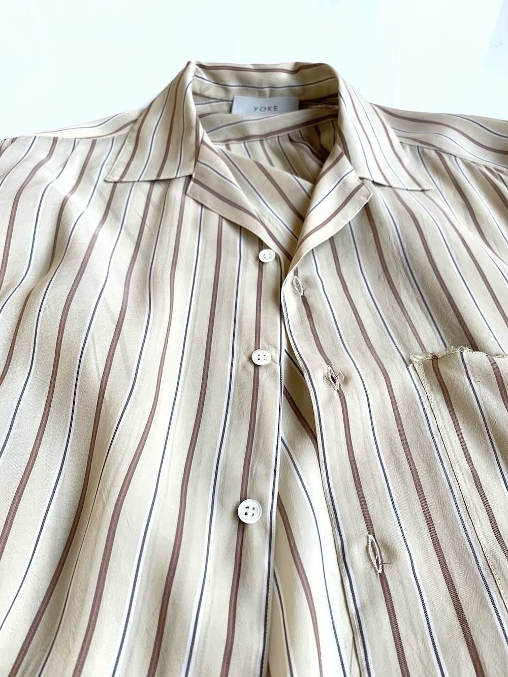 YOKE OVERSIZED STRIPE SHIRTS"BEIGE"style.2020.3.31.