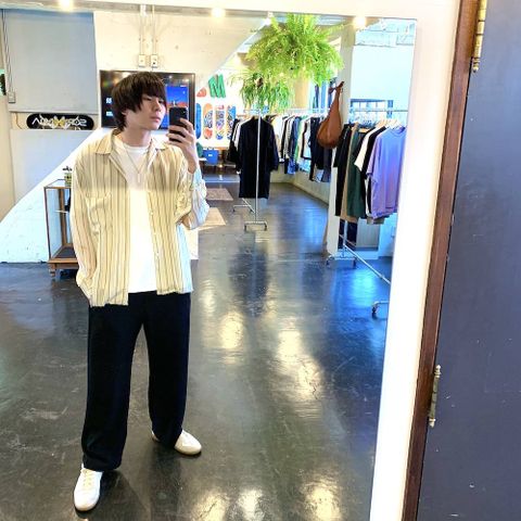 YOKE OVERSIZED STRIPE SHIRTS"BEIGE"style.2020.3.31.