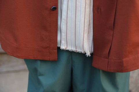 Dulcamara よそいきラウンドヘムシャツ"RED BROWN"スタイル.2020.3.8.